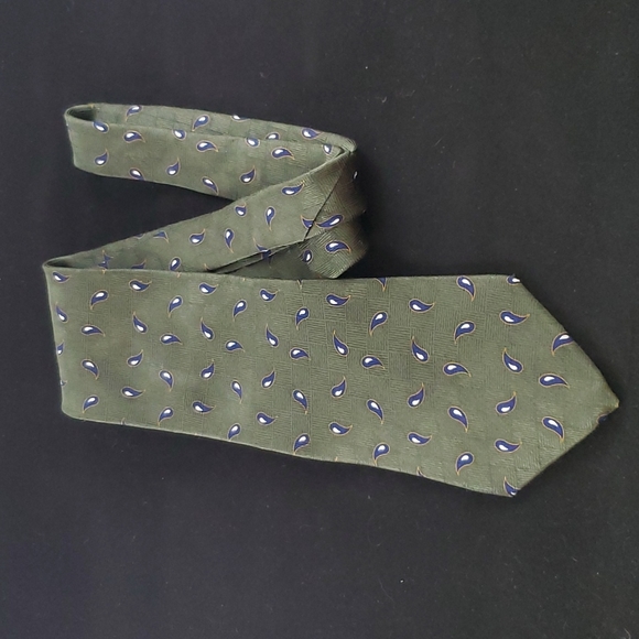 NEO BILL BLASS Men's Green Patterned Tie - Picture 3 of 8